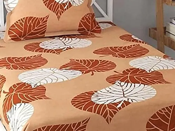 180TC_180TC_Microfiber_Supersoft_Cotton_Flat_Bedsheet_Set_of_1_Single_Flat_Bedsheet_with_1_Pillow_Cover,_60x90_Inches,_Brown_Leafs
